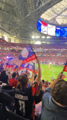 Mercedes-Benz Stadium exterior documented in Atlanta evening