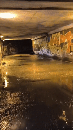 Wet underpass and street scenes captured in Depok Indonesia