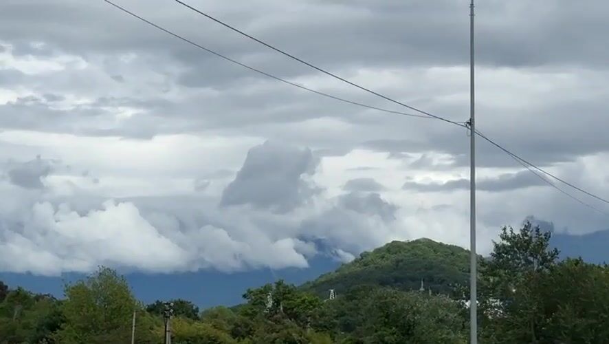 Cloudy mountain scene documented near Sirius, Russia