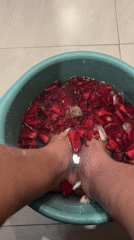 Foot soaking ritual with rose petals observed in Vietnam