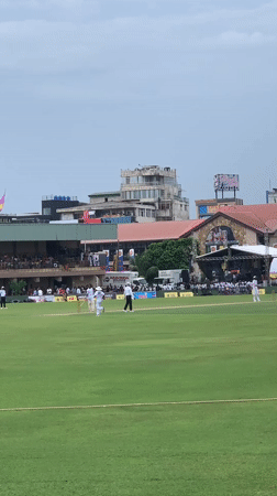 Cricket match draws spectators in Galle, Sri Lanka