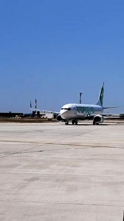 Transavia plane on a sunny airport tarmac