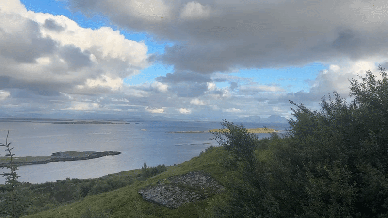 Hiking Lovund mountain with sweeping coastal views