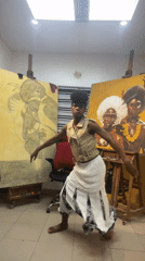 Artist documents creative session in Nigerian studio workspace