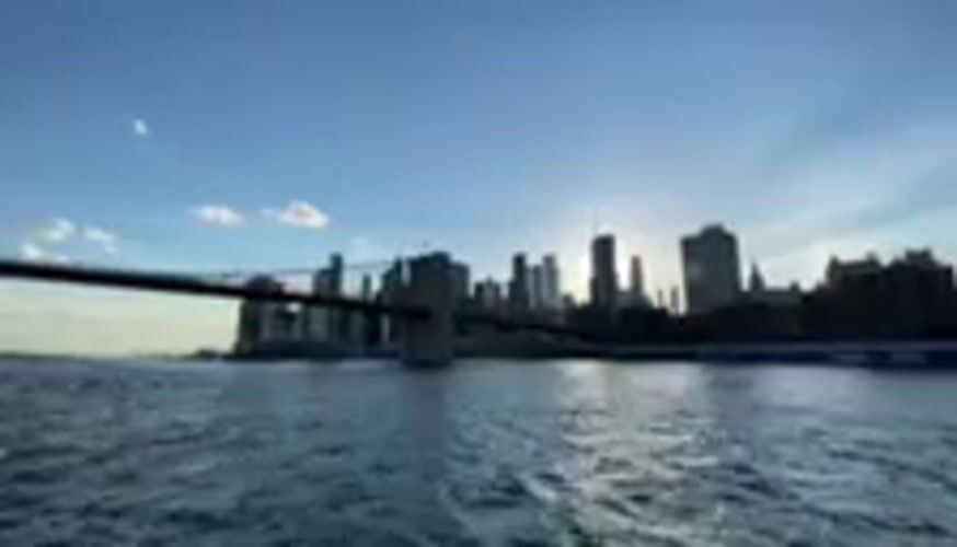 Brooklyn Bridge sunset views from multiple angles including boat