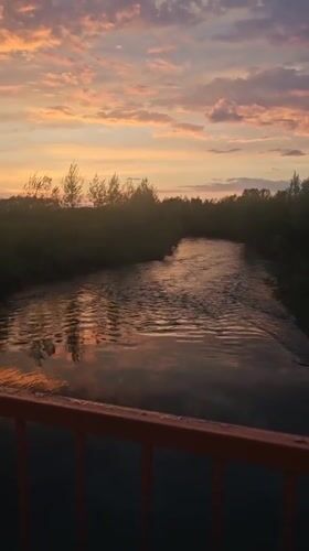 Sunset documented from bridge over Russian river