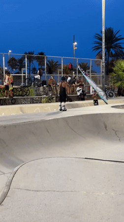 BMX trick on a concrete ramp in Barcelona