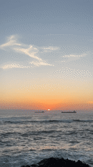 Sunset observed over Pacific Ocean from Arica, Chile coastline