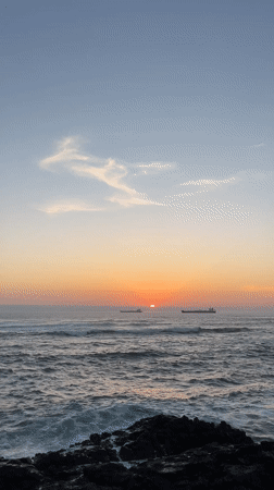 Sunset observed over Pacific Ocean from Arica, Chile coastline