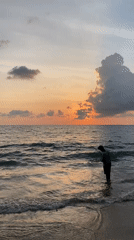 Sunset beach scene captured in Choeng Thale, Thailand