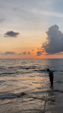 Sunset beach scene captured in Choeng Thale, Thailand