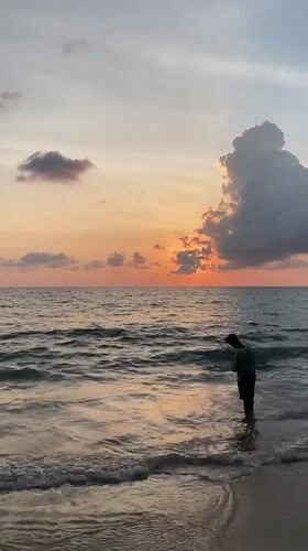 Sunset beach scene captured in Choeng Thale, Thailand