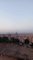 Barcelona skyline with Sagrada Familia at dawn or dusk
