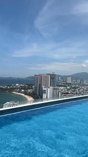 Morning rooftop dining and swimming captured in Nha Trang