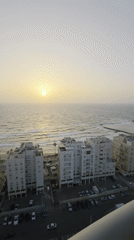 Quiet afternoon moments captured in Bat Yam: sunset, resting cat