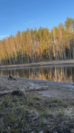 Peaceful waterscape documented in Chaykovsky, Russia early morning
