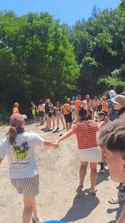 Group performs circle dance in Turkish forest
