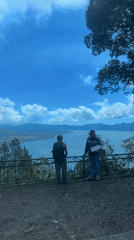 Scenic mountain lake view captured in Kintamani, Indonesia