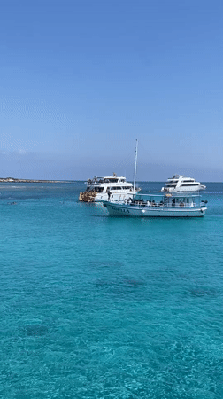 Boat day on the turquoise coast of Neo Chorio, Cyprus