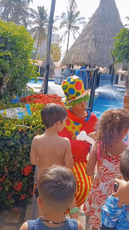 Children's party with costumed characters at Venezuela resort