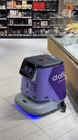 Service robot spotted working store aisle in Khimki