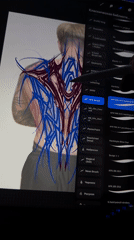 Artist creates digital tattoo design on tablet in Khimki
