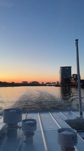Sunset boat ride on the water outside Moscow
