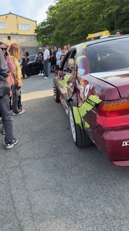 Damaged drift car spotted parked in Vladivostok