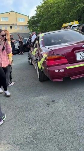 Damaged drift car spotted parked in Vladivostok