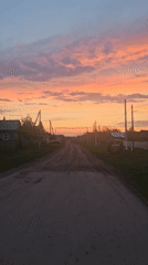 Sunset scenes captured in rural Russian village Yangiskain