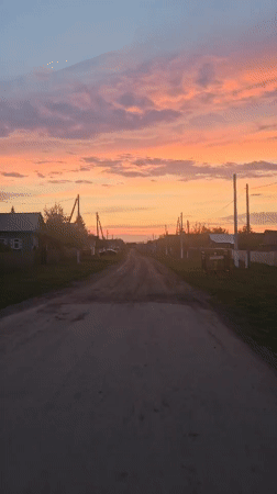 Sunset scenes captured in rural Russian village Yangiskain