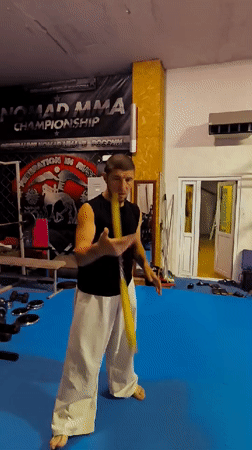 Nunchaku and bag work at a Nomad MMA gym in Kazakhstan