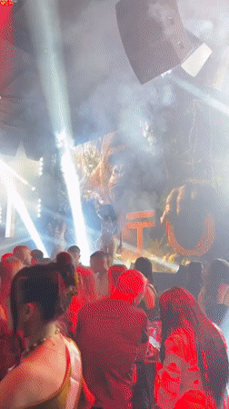 Women dance in sparkly leotards at Velingrad nightclub