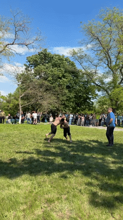 Wrestling matches draw crowds in Bulgarian park