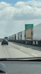Heavy truck traffic causes highway slowdown near Lozen, Bulgaria