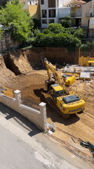 Excavator operates at construction site in Boreti, Montenegro