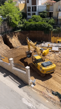 Excavator operates at construction site in Boreti, Montenegro
