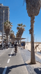 Typical beach promenade activity recorded in Tel Aviv