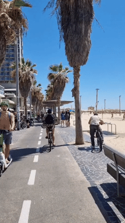 Typical beach promenade activity recorded in Tel Aviv