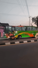 Roadside traffic mix in Teras, Indonesia
