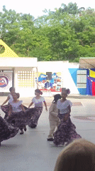 Children perform traditional maypole dance in Cabudare schoolyard