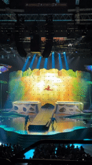Stage performance with climbing wall and water pool in Belgrade