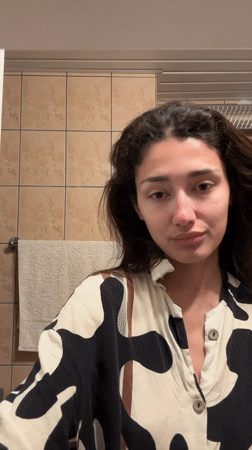 Woman's morning routine observed in Sutomore, Montenegro