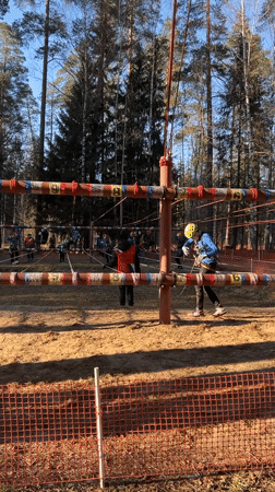 Team-building rope course activities documented in Lesnoye, Russia