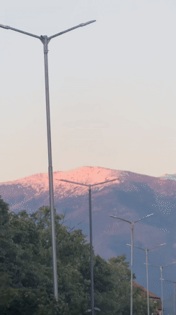 Evening scenes captured in Blagoevgrad: sunset mountains, elevator selfie