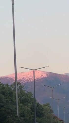 Evening scenes captured in Blagoevgrad: sunset mountains, elevator selfie