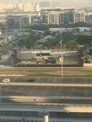 Dubai highway and metro system views with cityscape