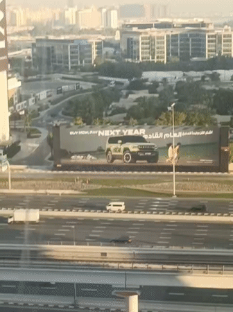 Dubai highway and metro system views with cityscape