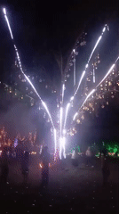 Colorful nighttime light display across Kediri City outdoors