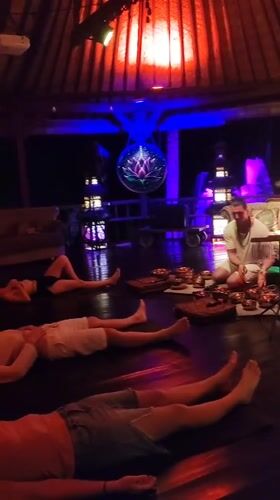 Sound healing session with singing bowls held in Blahbatuh